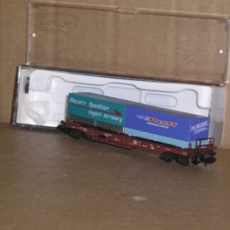 EW0686 "N" Roco 25210? German DB pocket wagon & trailer, "Bayern Spedition/Preuss", excellent used boxed.