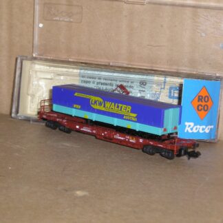 EW0685 "N" Roco 25155? Austria OBB pocket wagon & trailer, "LKW Walter", excellent used boxed.