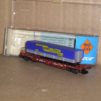 EW0684 "N" Roco 25155? Austria OBB pocket wagon & trailer, "LKW Walter", excellent used boxed.