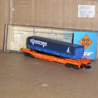 EW0683 "N" Roco 25154? Belgium SNCB pocket wagon & trailer, "Novatrans", excellent used boxed.