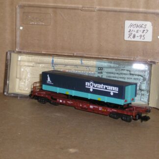 EW0682 "N" Roco 25154? German DB pocket wagon & trailer, "Novatrans", excellent used boxed.