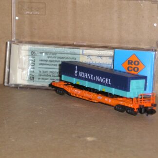 EW0680 "N" Roco 25150? Belgium SNCB pocket wagon & trailer, "Kuhne & Nagel", excellent used boxed.