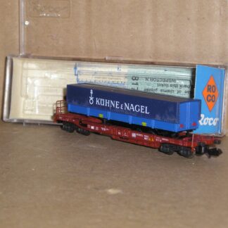 EW0679 "N" Roco 25150? German DB pocket wagon & trailer, "Kuhne & Nagel", excellent used boxed.