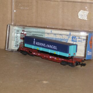 EW0677 "N" Roco 25150? German DB pocket wagon & trailer, "Kuhne & Nagel", excellent used boxed.