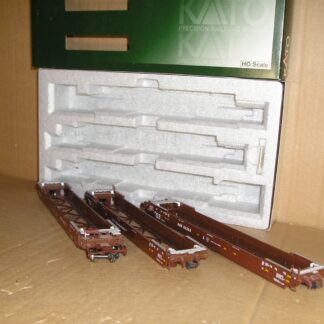 NAW0292s "HO" Kato 30-9036 Gunderson Maxi-IV Double Stack wagons AOK #55358 excellent used boxed.