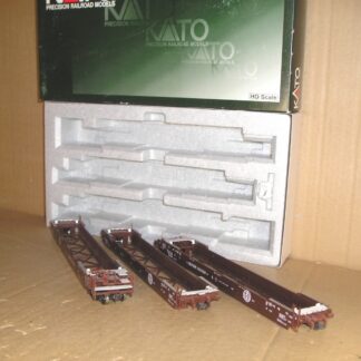 NAW0291s "HO" Kato 30-9012 Gunderson Maxi-IV Double Stack wagons BNSF #253539 excellent used boxed.