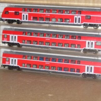 EC1193 "N" Fleischmann 8623/24/25 German DB rake of 3 double deck coaches, excellent used boxed.