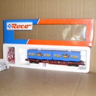EW0324 Roco German DB Sdkmss pocket wagon & Circus Krone containers excellent used boxed.