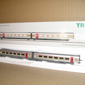 EC0431s Trix 23260 Frence SNCF TGV Lyria coaches add-on set 1, looks new unused boxed.