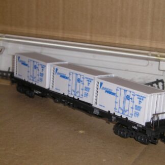 EW0541 "HO" Liliput 201 17? Austria OBB flat/stake wagon & containers excellent used boxed.