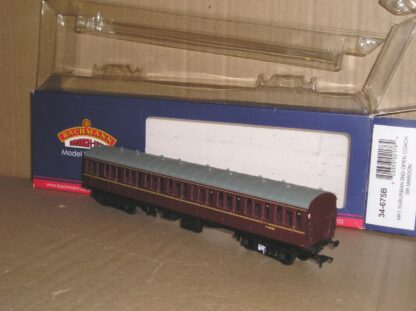 BC1020 Bachmann 34-675B Suburban 2nd Open coach maroon, excellent used boxed.