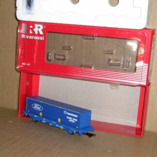 BW0357 Rivarossi HR6174 Transfesa SNCF Blue Train container wagon Ford livery new unused boxed.