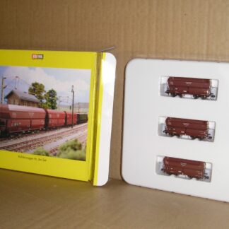 EW0664 "N" Brawa 1800 German DR Coal/mineral bogie hopper wagon set of 3, excellent unused boxed.
