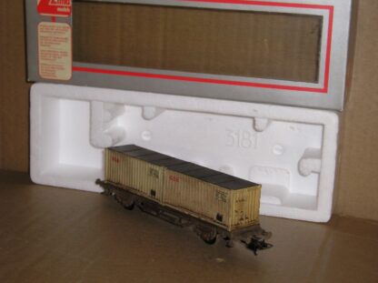 EW0654 Lima 3232 Denmark DSB container wagon weathered, used/unused? boxed.